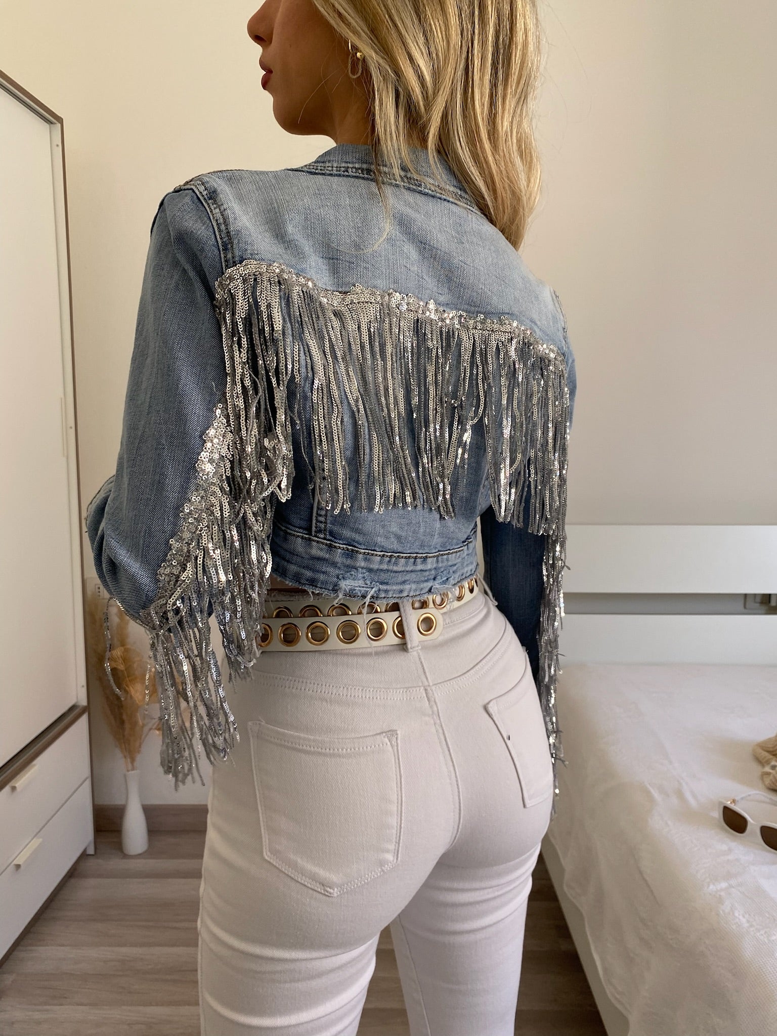 Giacchino di jeans con frange