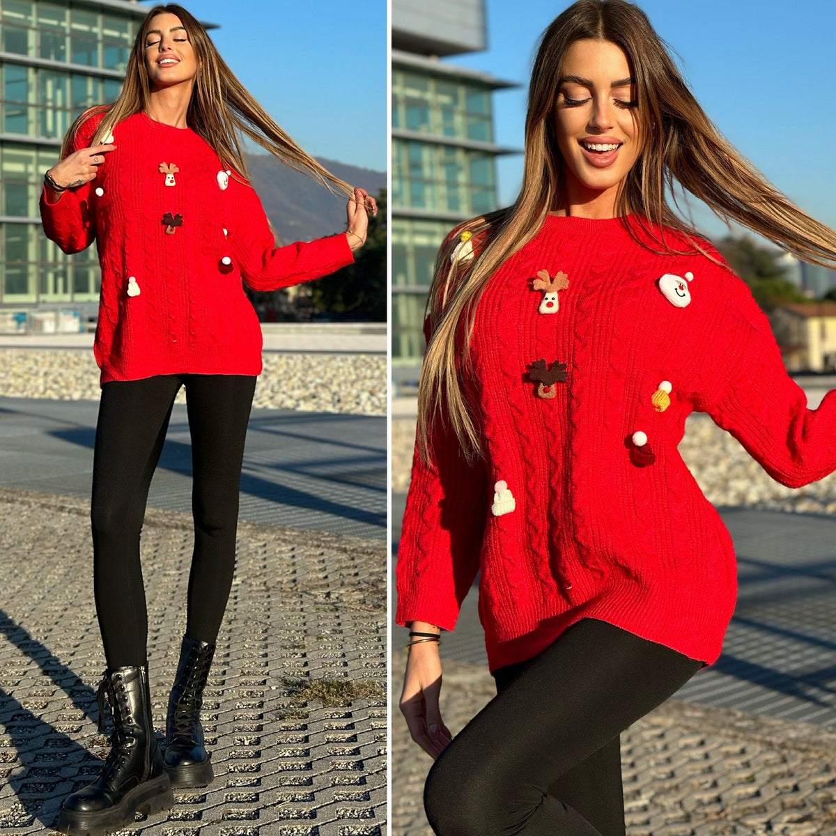 Maxi maglione con pupazzetti