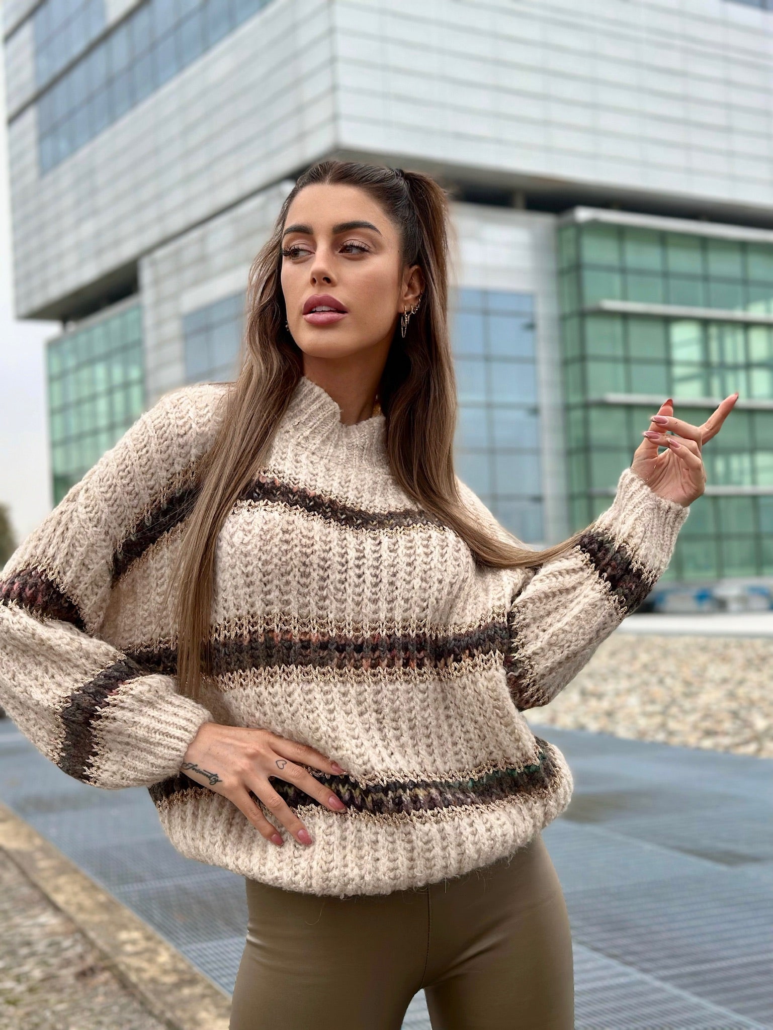 Maxi maglione con dettaglio lurex