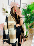 Giacca a quadri Beige con frange