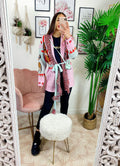 Cardigan con frange stampa cavallo Rosa