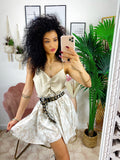 Gonna a fantasia bianco beige