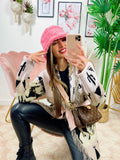 Cardigan frange e cinta con cavallo Rosa