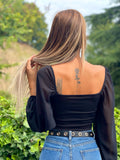 Blusa con scollo a V maniche velate