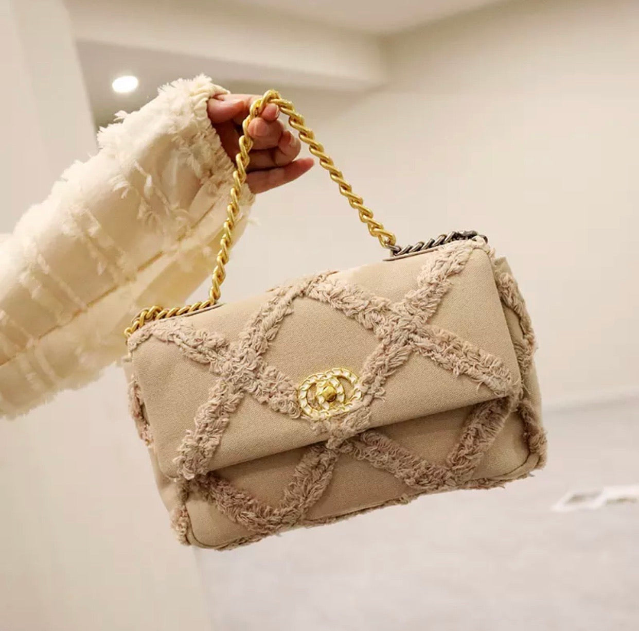 Pochette a mano rettangolare con catena top quality
