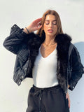 Giubbotto nero con eco-pelo