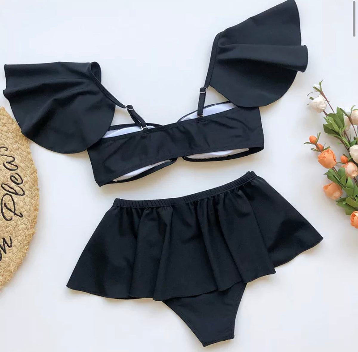 Bikini a fascia con maniche Nero