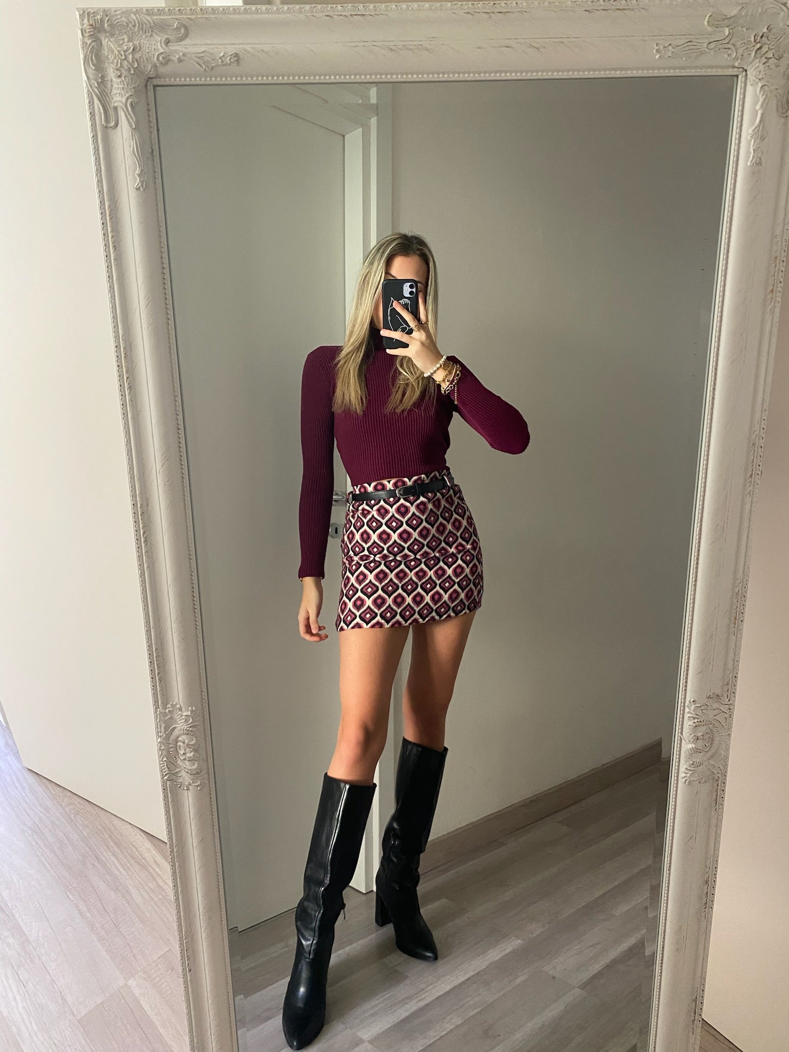 Gonna in tweed Fuxia a rombi