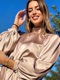 Abito in raso beige