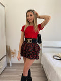 Top plissettano rosso