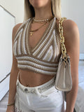 Top macramè sfumato nude