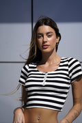 Maglia crop a righe