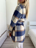 Giacca check nude e blu