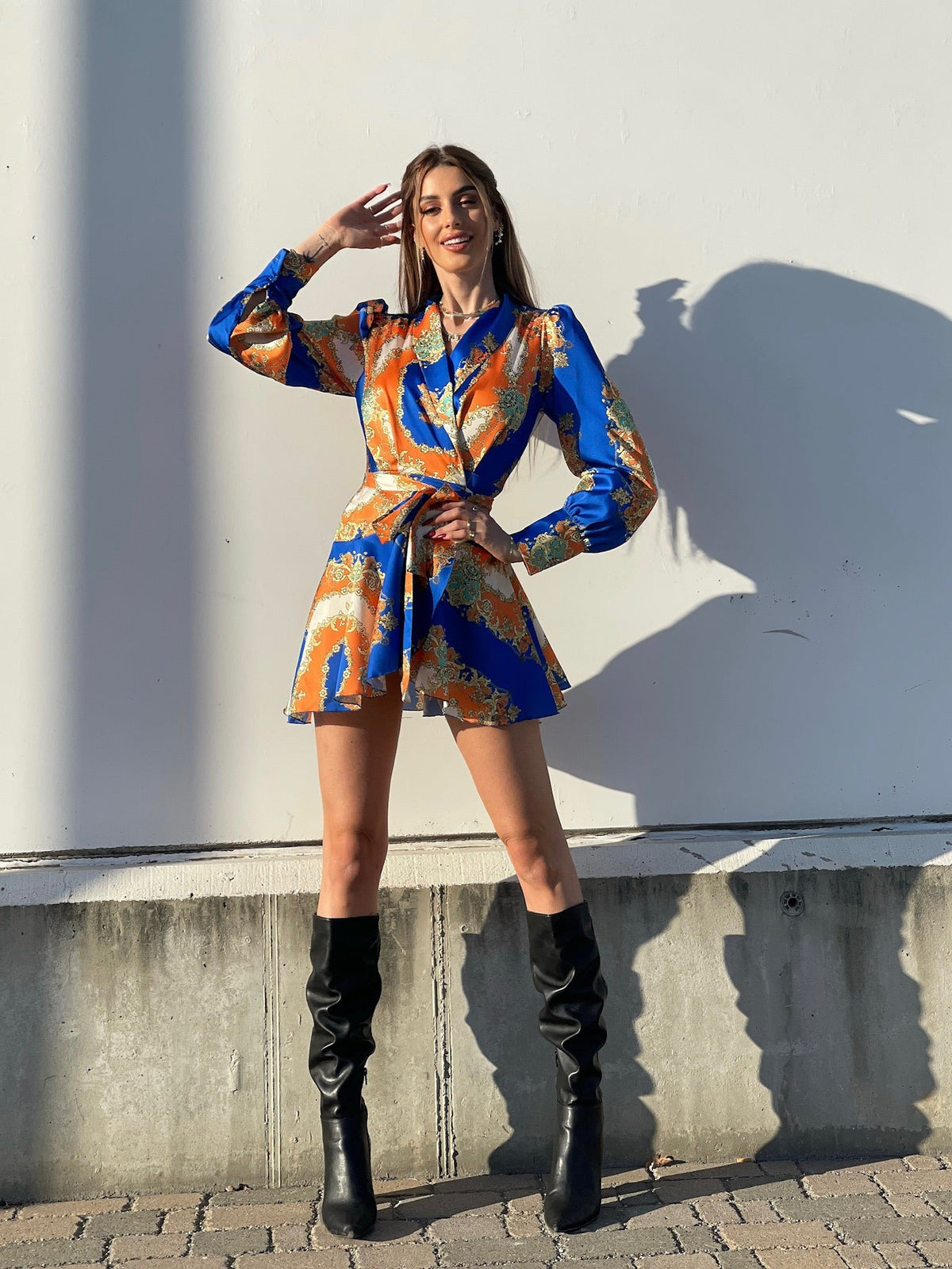 Abito etnico arancio blu