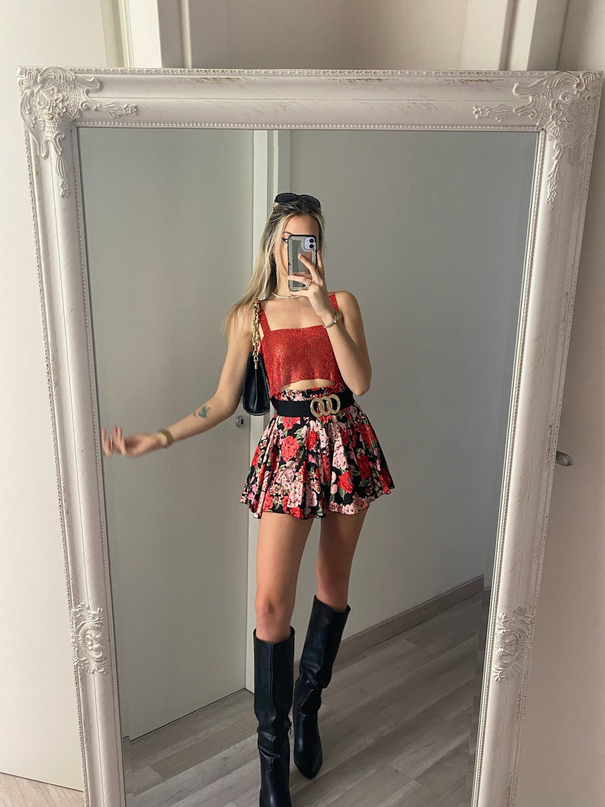Top luxsequin rosso