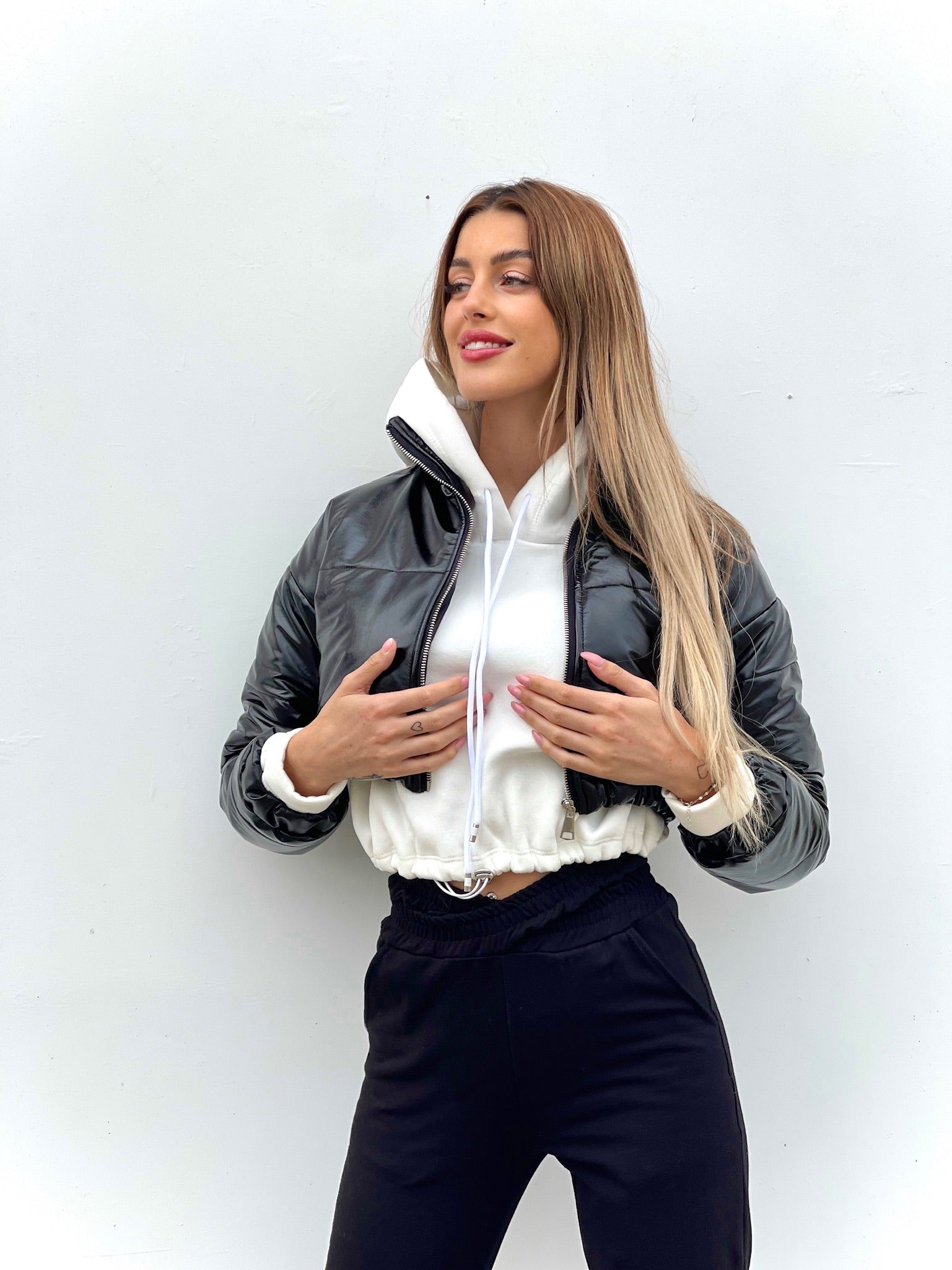 Bomber crop nero