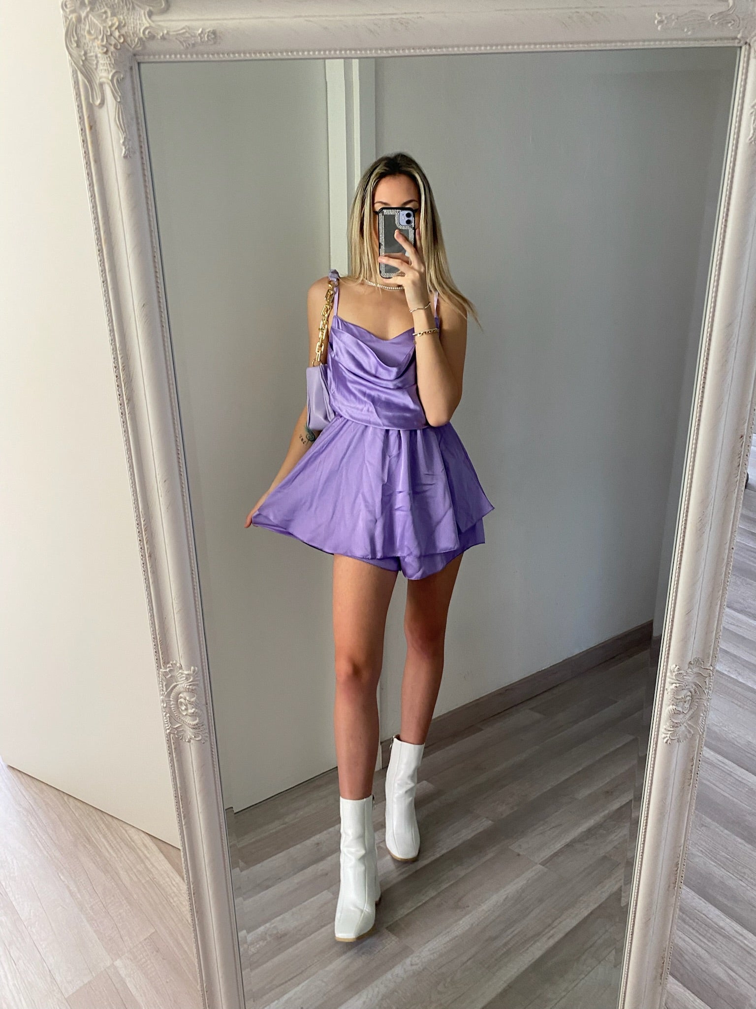 Tutina in raso lilla