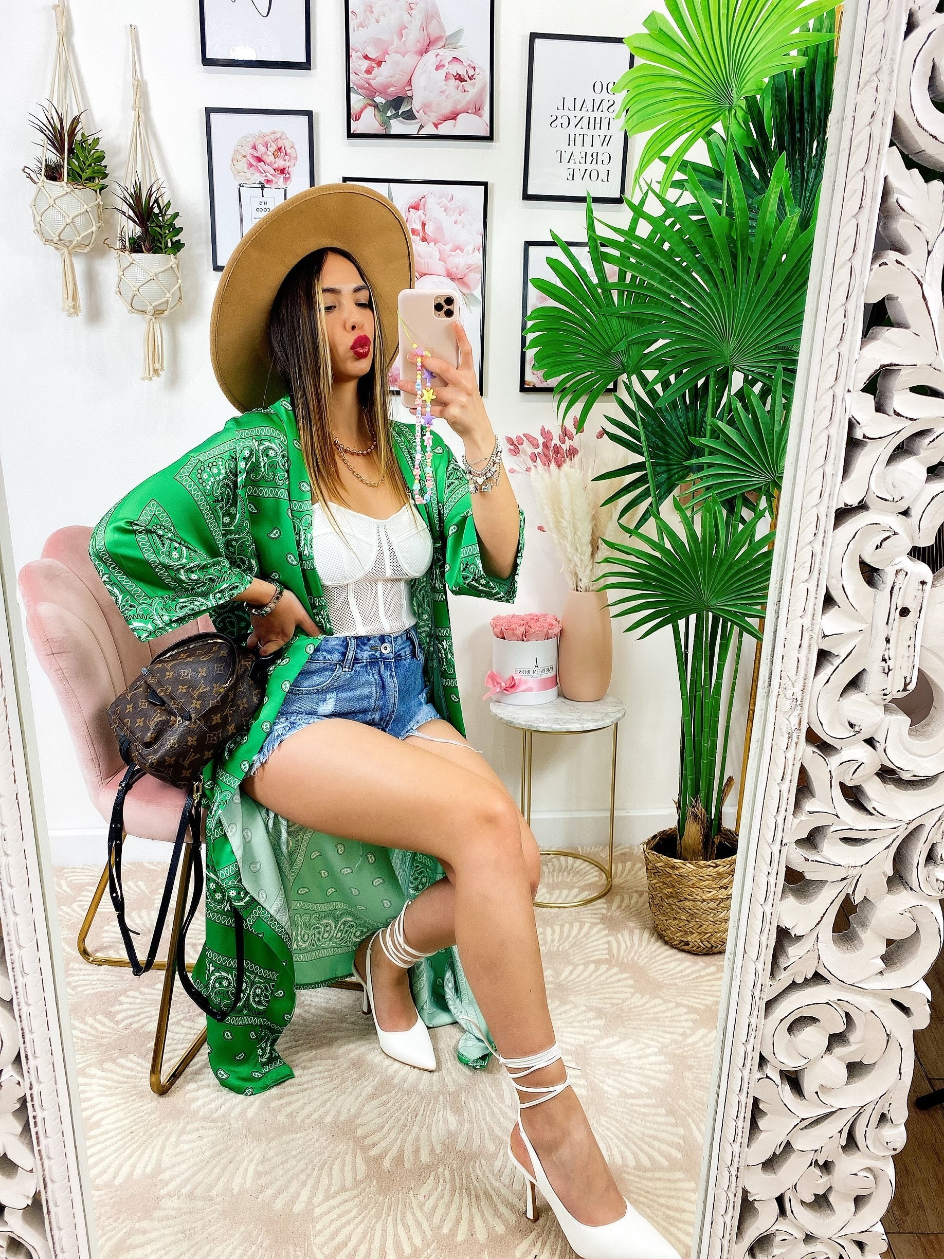 Kimono stampa bandana Verde