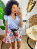 Maglia in cotone con rouches sulle maniche