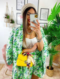 Completo Giacca e Short fiori verdi