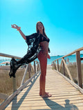 Pareo/kimono lungo in pizzo nero