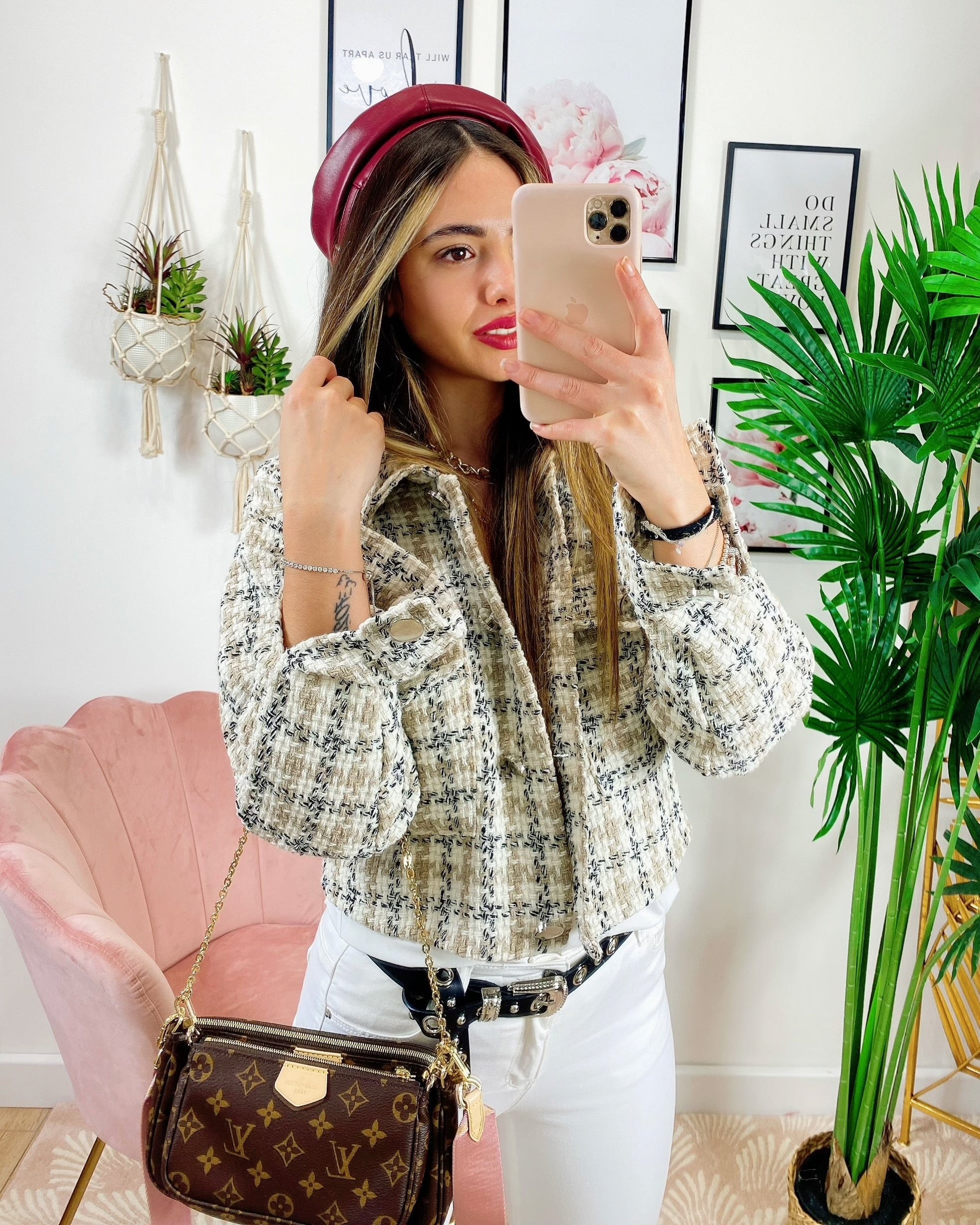 Giacca in tweed beige