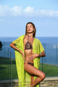 Pareo lime  con frange e pizzo