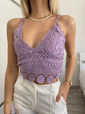 Top in pizzo lilla con pizzo