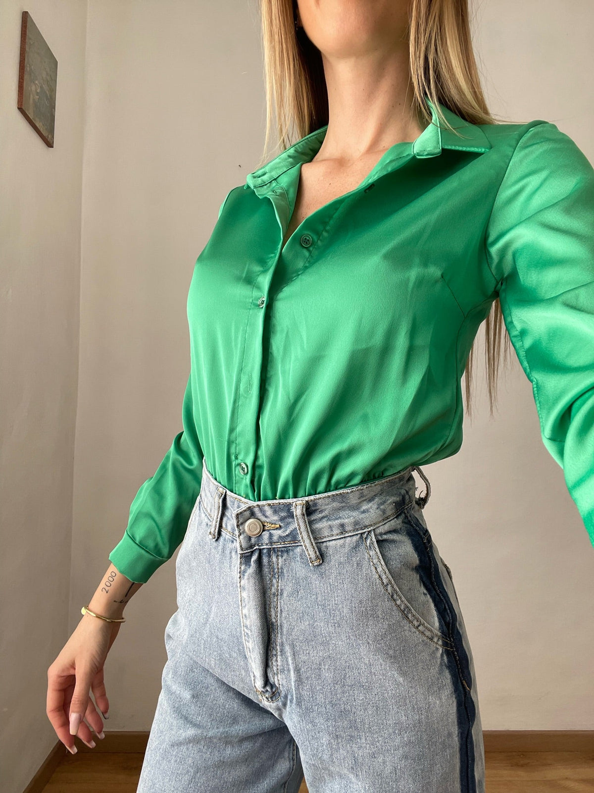 Body camicia verde smeraldo