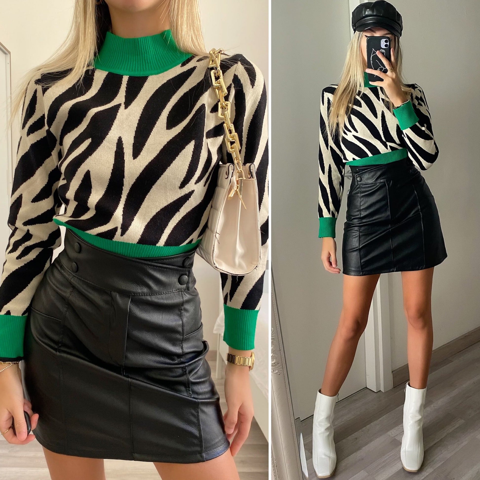 Maglioncino zebrato verde
