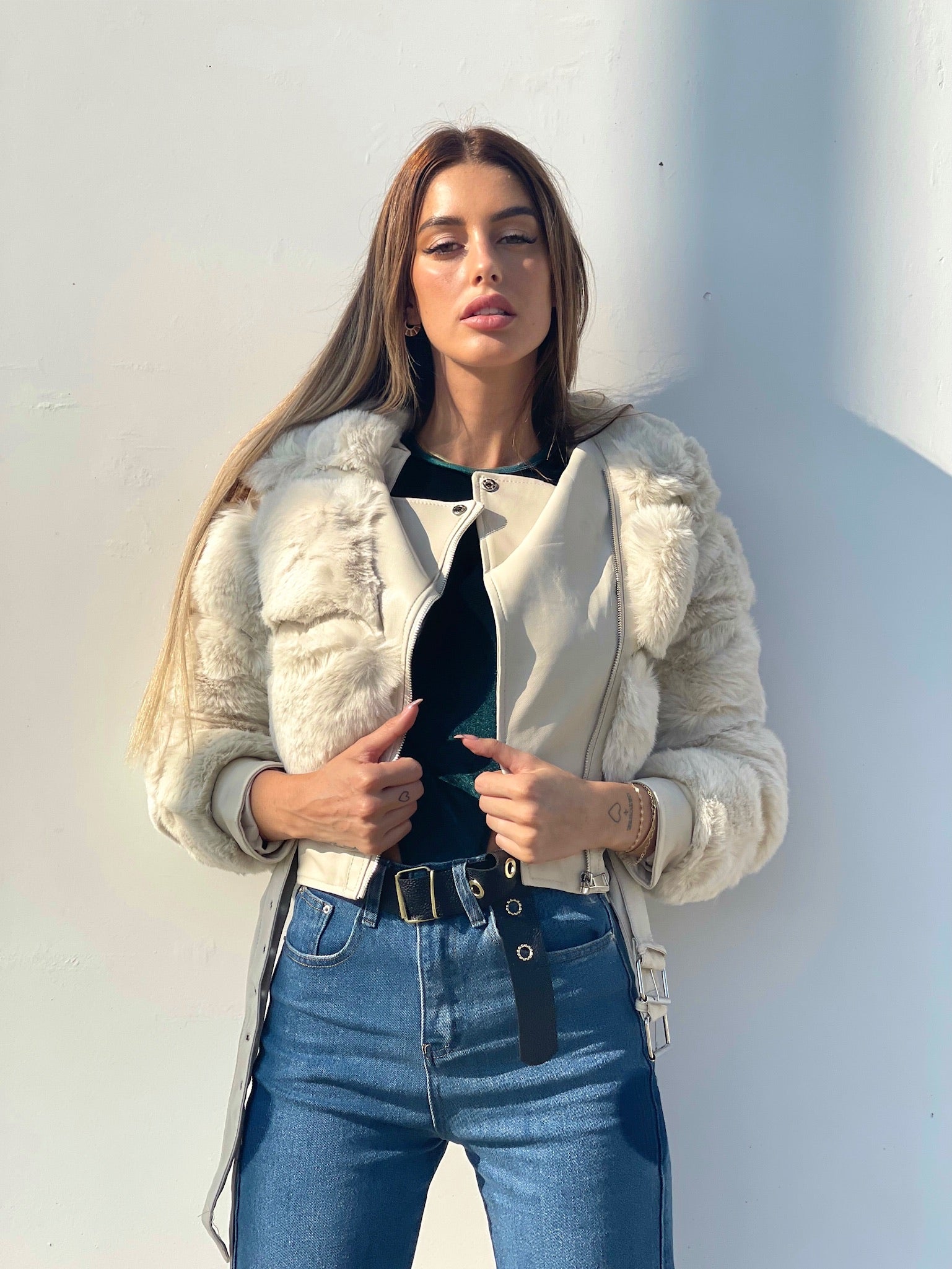 Giaccone beige con pelo morbidissimo