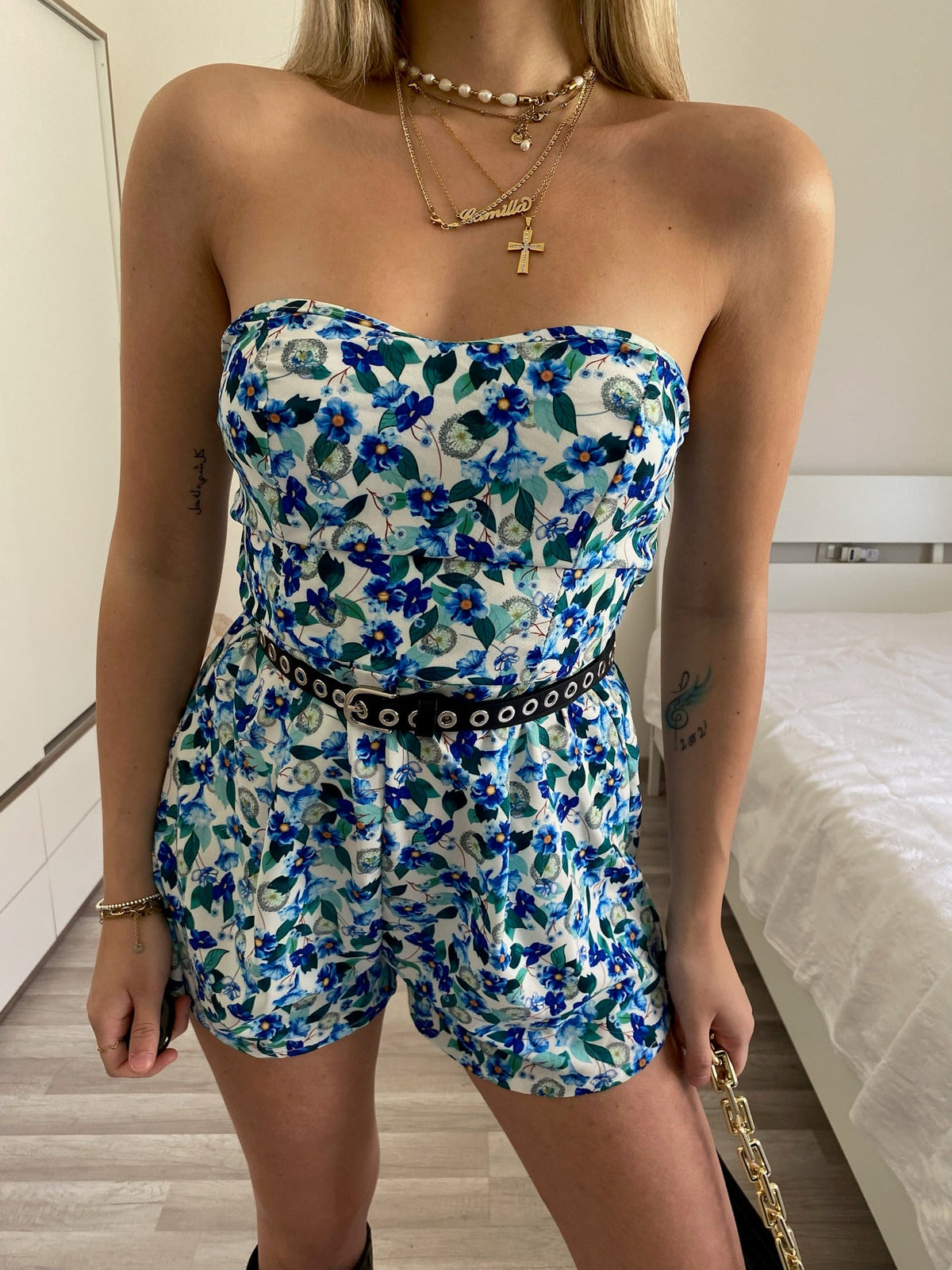 Tutina a fiori verde azzurro