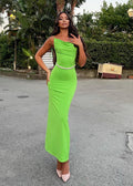 Abito lungo push up verde fluo