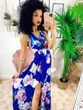 Abito Afrodite con fiori Blu elettrico