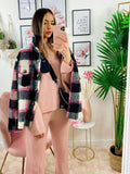 Giacca a quadri Black dettaglio fucsia