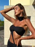 Abito midi Nero con rosa