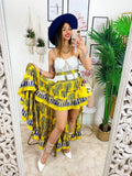 Gonna asimmetrica giallo blu