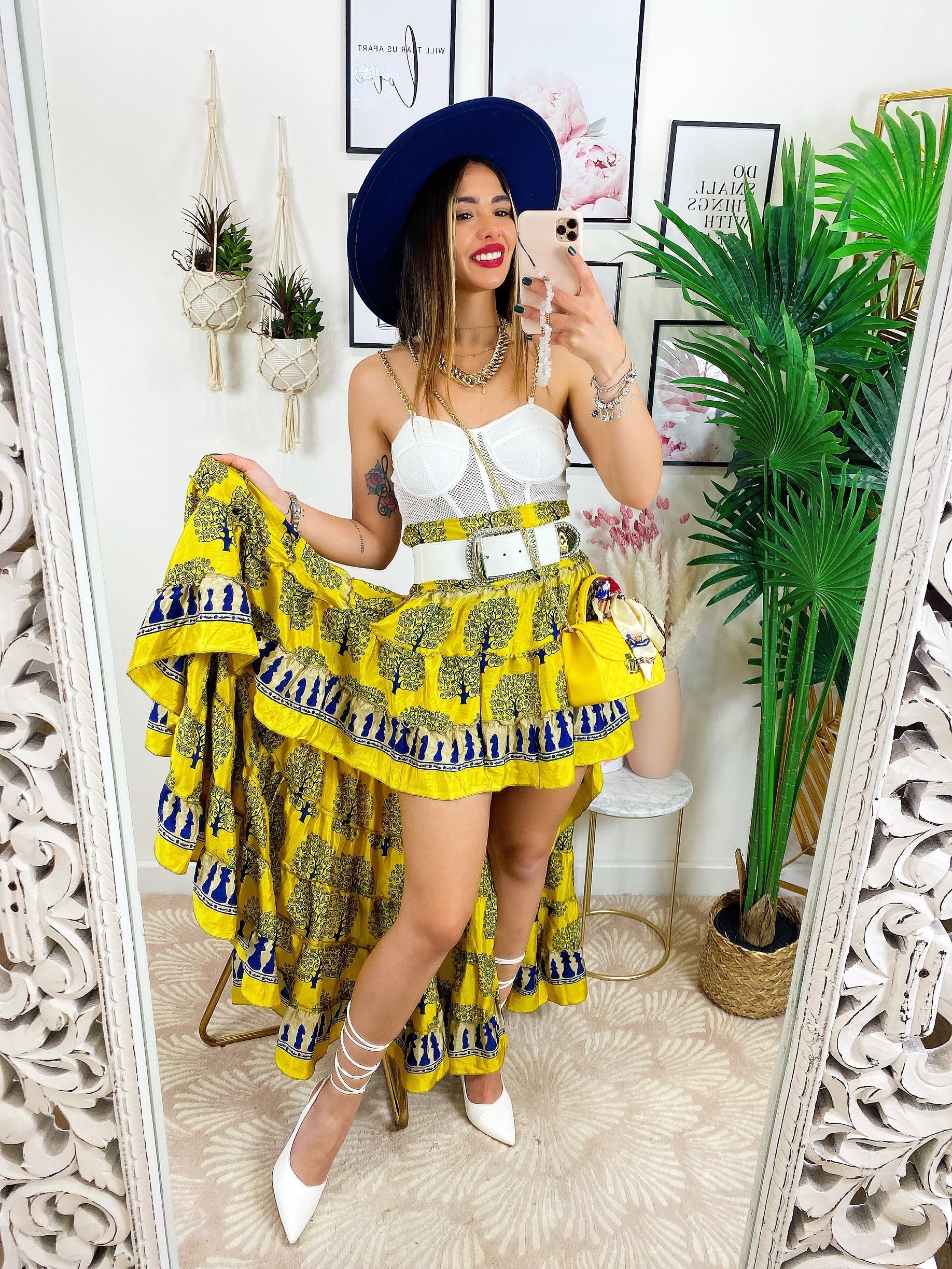 Gonna asimmetrica giallo blu