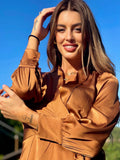 Abito in raso camel