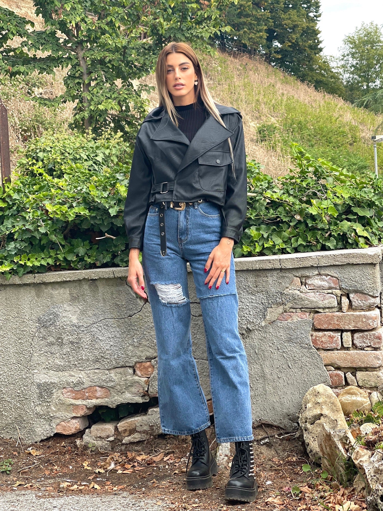 Giacca in eco pelle nera
