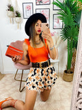 Short nero fiori arancio