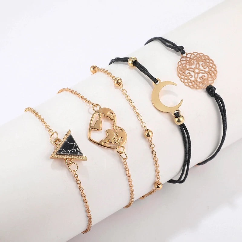 Bracciale con cuore e luna