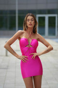 Abito Fuxia corto con catena