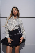 Camicia bianco nera  con strass