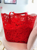 Maxi bag con ricami a fiori