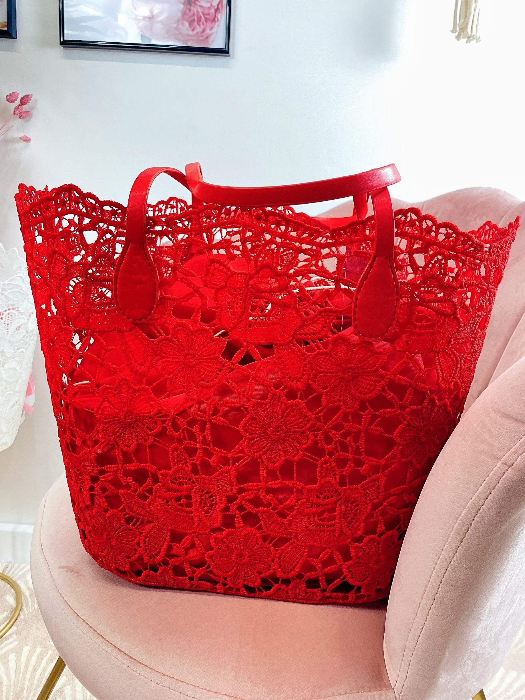 Maxi bag con ricami a fiori