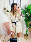 Abito Blazer con cintura beige