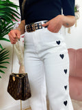 Jeans Bianco con cuori Neri