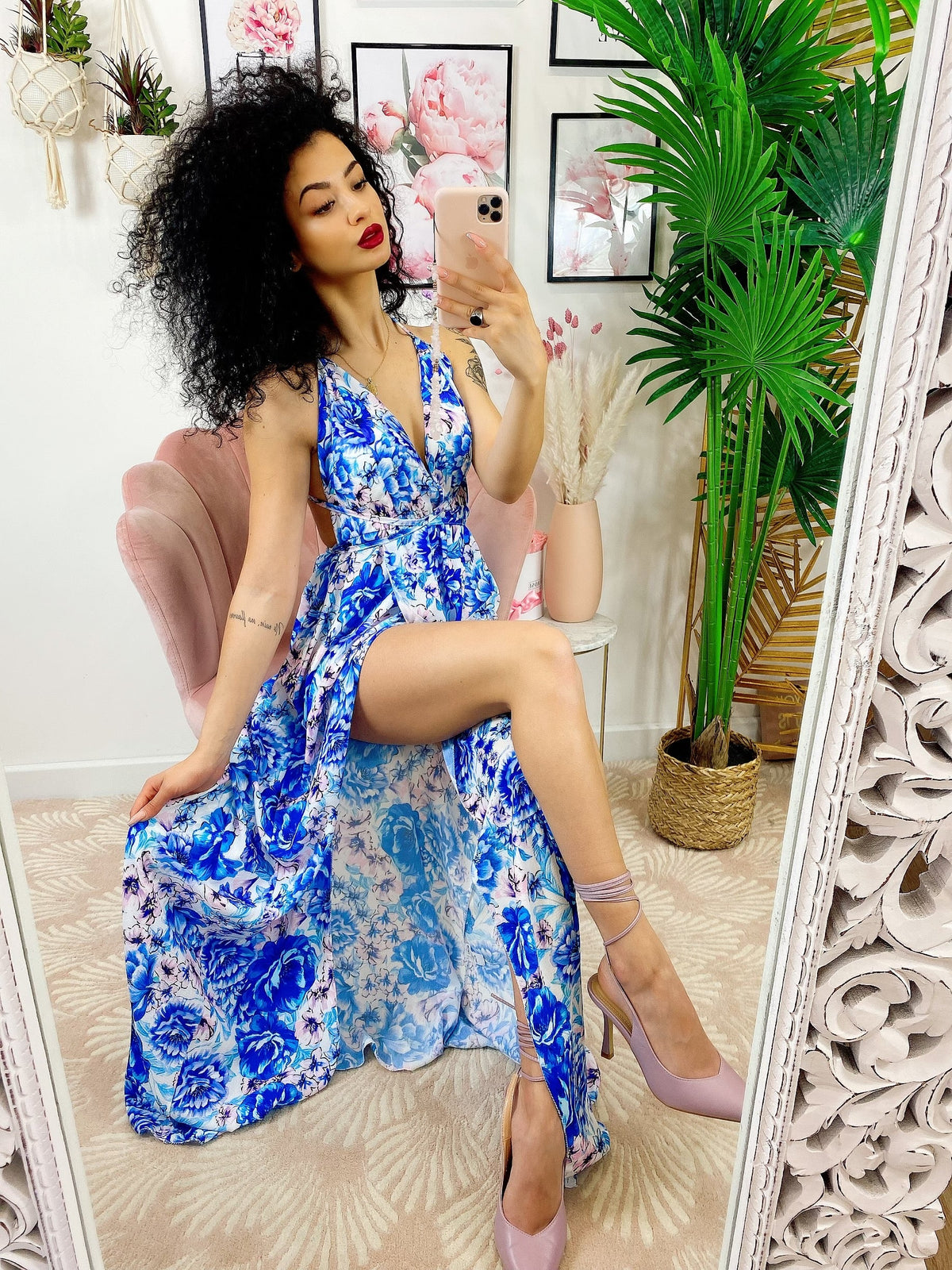 Dress Afrodite fiori celesti e lilla