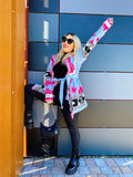 Cardigan Fuxia con frange e cinta
